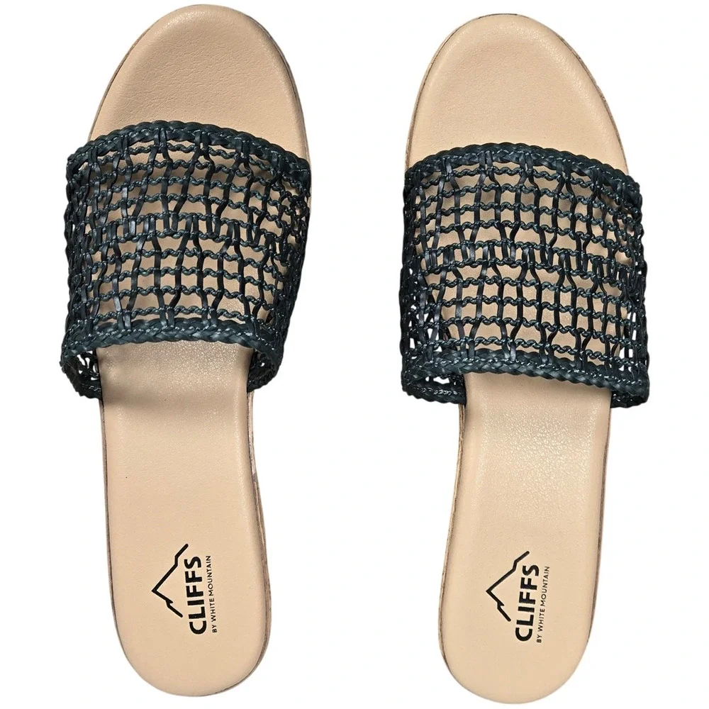 Cliffs by White‎ Mountain Biankka Platform Woven Slide Sandals Black 10 NIB